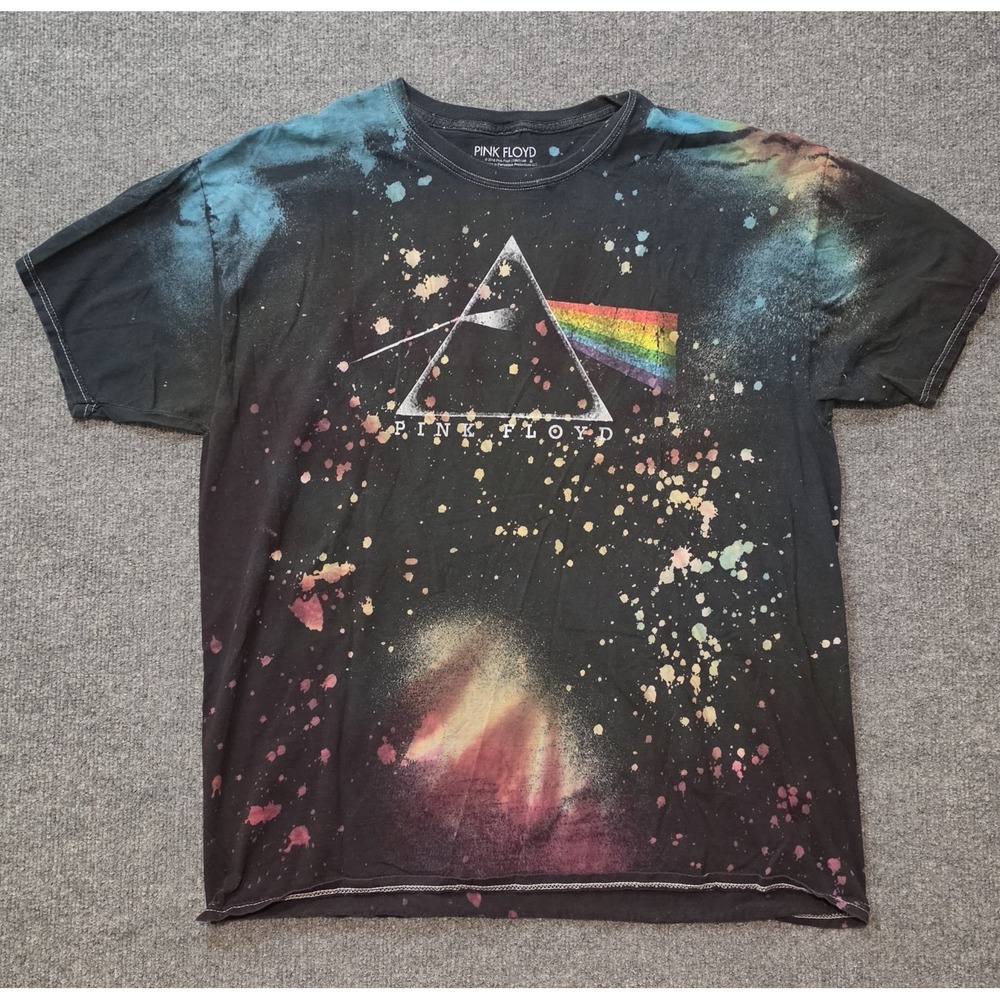 Pink Floyd Prism T Shirt Paint Splatter Distressed Graphic Tee L